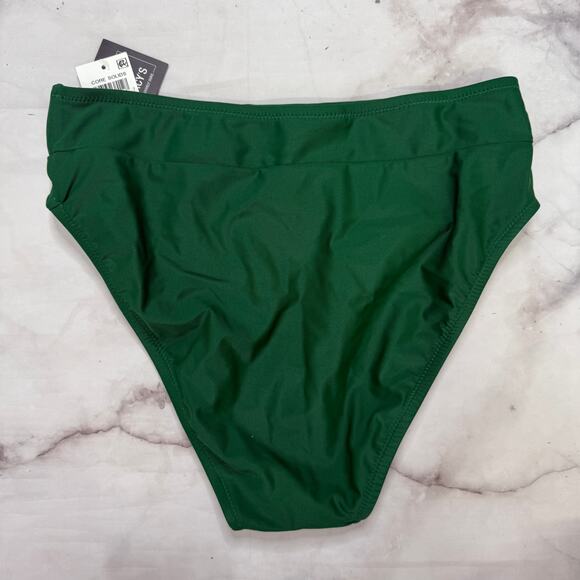 Bar III Banded High Waist Bikini Bottom Size S Midnight Jungle Green Hi-Cut New - Picture 3 of 3